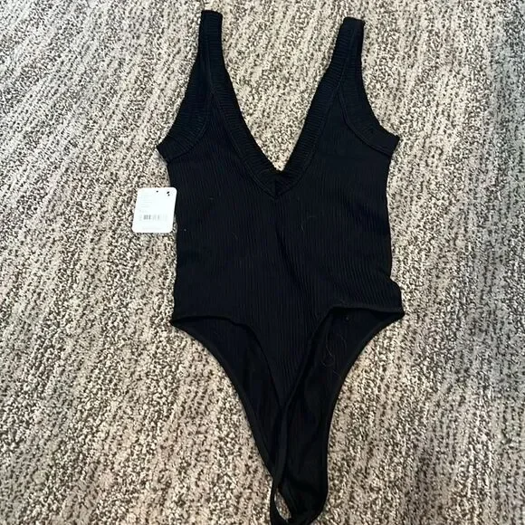 Free People Ribbed Seamless Bodysuit Black XS/S - Picture 4 of 6